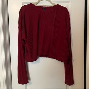 ♥️Red Cropped Long Sleeve Top